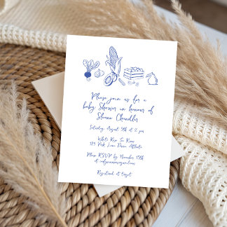 Doodle lokal Grown Farmer's Market Baby Shower Einladung