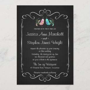 Doodle Lovebirds Hochzeit Einladung