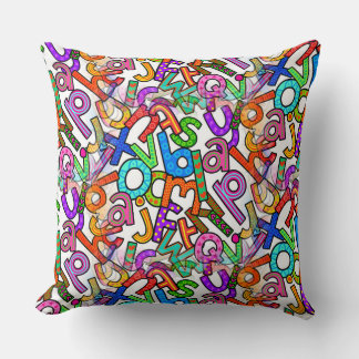 Doodle Lowercase Alphabet Pattern Kissen