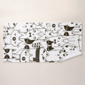 Doodle lustige Katzen nahtloses Muster. Badehandtuch (Badehandtuch)