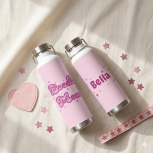 Doodle Mama Rosa Herzen Personalisierter Name Trinkflasche