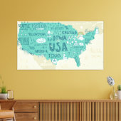 Doodle Map USA Leinwanddruck (Insitu (Wohnzimmer))
