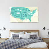 Doodle Map USA Leinwanddruck (Insitu (Schlafzimmer))