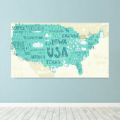 Doodle Map USA Leinwanddruck (Insitu (Holzboden))