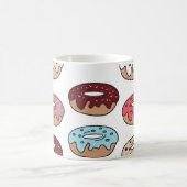Doodle mehrfarbiger Donuts Hintergrund. Kaffeetasse (Mittel)