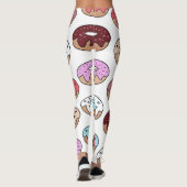 Doodle mehrfarbiger Donuts Hintergrund. Leggings (Rückseite)