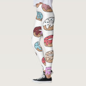 Doodle mehrfarbiger Donuts Hintergrund. Leggings (Links)
