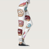 Doodle mehrfarbiger Donuts Hintergrund. Leggings (Rechts)