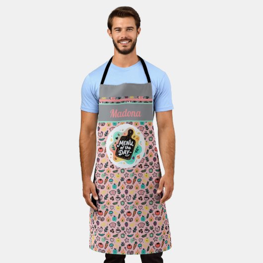 Doodle Menu of the Day Cutting Board Schürze (Getragen)