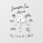 Doodle Modern Balloon Happy Birthday Fensteraufkleber (Blatt)