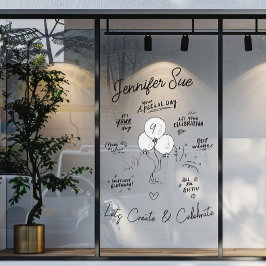 Doodle Modern Balloon Happy Birthday Fensteraufkleber