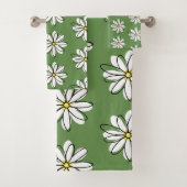 Doodle Modern Daisy Green Badezimmer Dekoration Badhandtuch Set (Insitu)