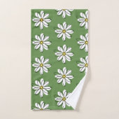 Doodle Modern Daisy Green Badezimmer Dekoration Badhandtuch Set (Handtuch)