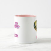 Doodle Mom Custom Photo Name Pink Heart Typography Tasse (Zentrum)