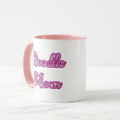 Doodle Mom Custom Photo Name Pink Heart Typography Tasse (Vorderseite Links)