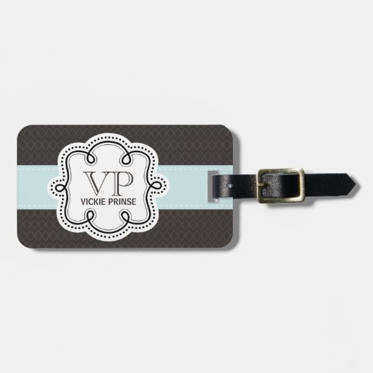 Doodle Monogram Gepäckanhänger (Vorderseite horizontal)