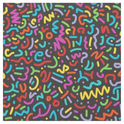 Doodle (Multi on Black) Stoff (Nahaufnahme)