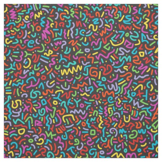 Doodle (Multi on Black) Stoff (Muster)