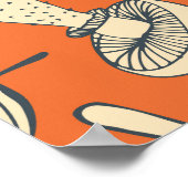Doodle Mushroom Vintag Nahtloses Wallpaper Poster (Ecke)