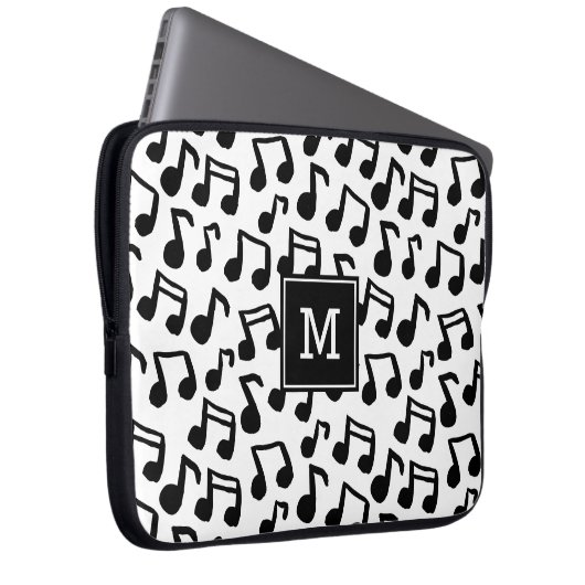 Doodle-Musiknoten personalisiert Laptopschutzhülle (Vorne Rechts)