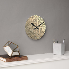 Doodle-Muster mit Reliefstruktur Runde Wanduhr
