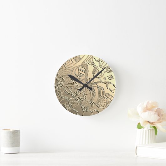 Doodle-Muster mit Reliefstruktur Runde Wanduhr (Zuhause)