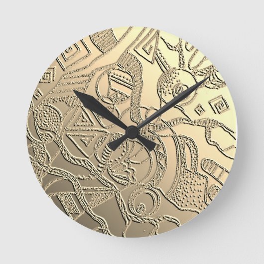 Doodle-Muster mit Reliefstruktur Runde Wanduhr (Vorderseite)