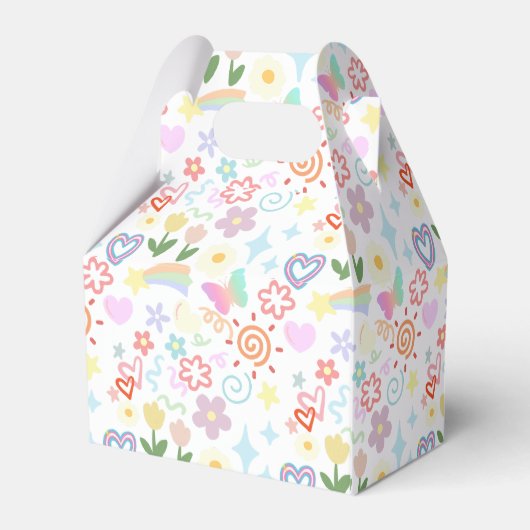 Doodle-Muster pastellfarben Geschenkschachtel (Rückseite)