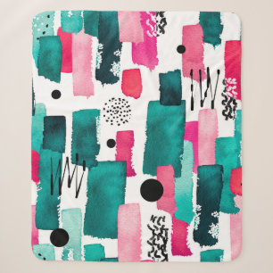 Doodle Nahtloses Muster von Aquarellfarbe Rosa und Sherpadecke