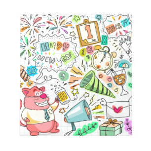 Doodle-Neujahr-Party Notizblock