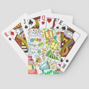 Doodle-Neujahr-Party Spielkarten