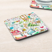 Doodle-Neujahr-Party Untersetzer (Linke Seite)