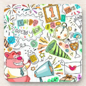 Doodle-Neujahr-Party Untersetzer (Vorderseite)