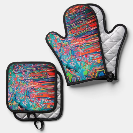 Doodle Ofenhandschuh & Topflappen-Set (Vorderseite/Rückseite)