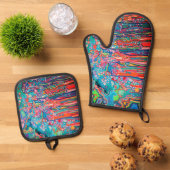 Doodle Ofenhandschuh & Topflappen-Set (Oben Unten)