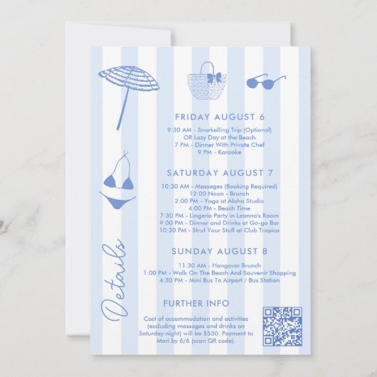 Doodle Orange Spritz Social Club Bach Weekend Einladung (Rückseite)