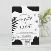 Doodle Organic Shapes Script Wedding Einladung (Stehend Vorderseite)