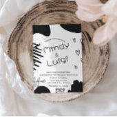 Doodle Organic Shapes Script Wedding Einladung