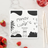 Doodle Organic Shapes Script Wedding Serviette (Beispiel)