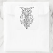 Doodle Owl Quadratischer Aufkleber (Tasche)