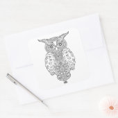 Doodle Owl Quadratischer Aufkleber (Umschlag)