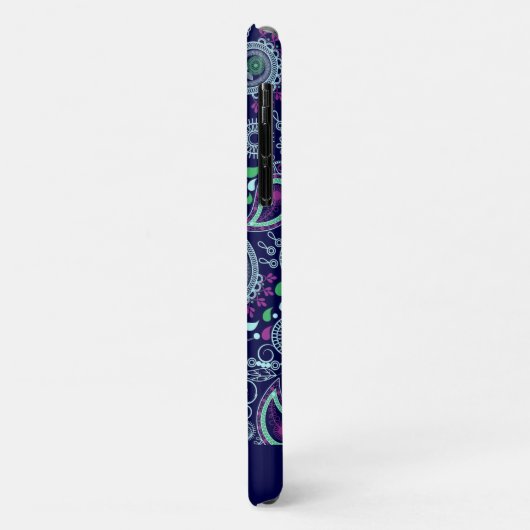 Doodle Paisley Muster dunkelblau Case-Mate iPhone Hülle (Hinten/Links)