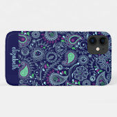 Doodle Paisley Muster dunkelblau Case-Mate iPhone Hülle (Rückseite (Horizontal))