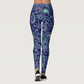 Doodle Paisley Muster dunkelblau Leggings (Rückseite)