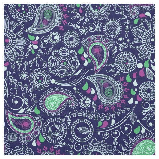 Doodle Paisley Muster dunkelblau Stoff (Muster)