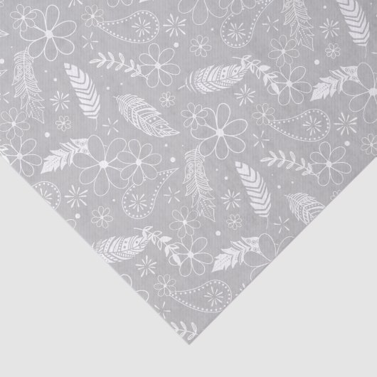 Doodle Paislies feathers Blume grau oder JEDE Farb Seidenpapier (Ausschnitt)