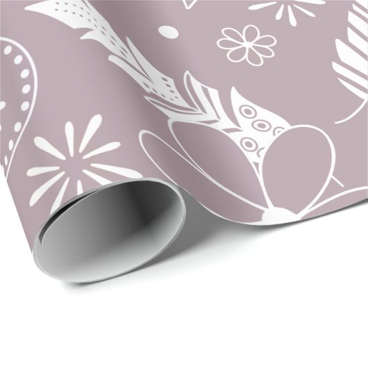 Doodle Paislies feathers Blume lilac JEDE Farbe Geschenkpapier (Rolleneckpunkt)