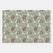 Doodle Paislies Federn Blume 3 Farbvielfalt Geschenkpapier Set (Vorderseite)