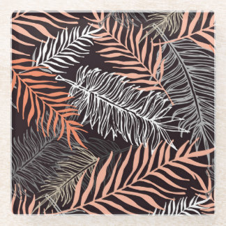 Doodle Palm: HandGezeichnet Blattmuster. Glasuntersetzer