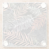 Doodle Palm: HandGezeichnet Blattmuster. Glasuntersetzer (Rückseite)